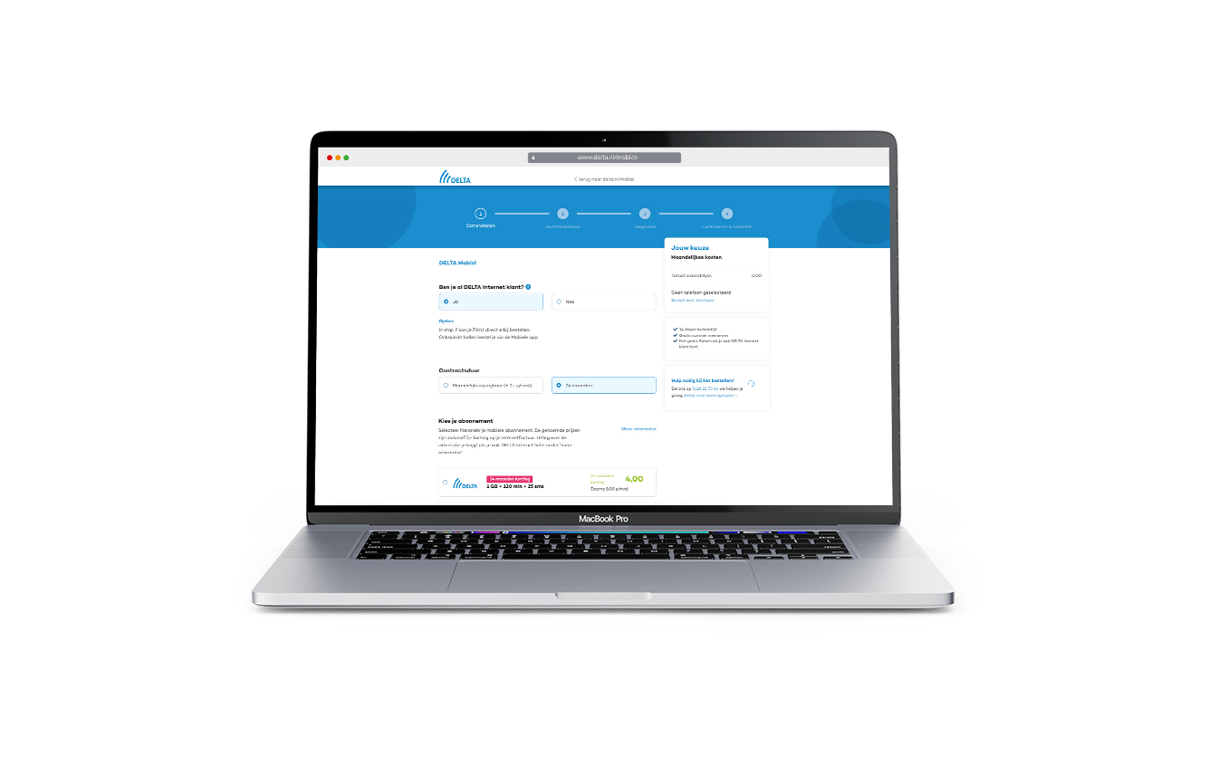 Delta bestelstraat mockup laptop