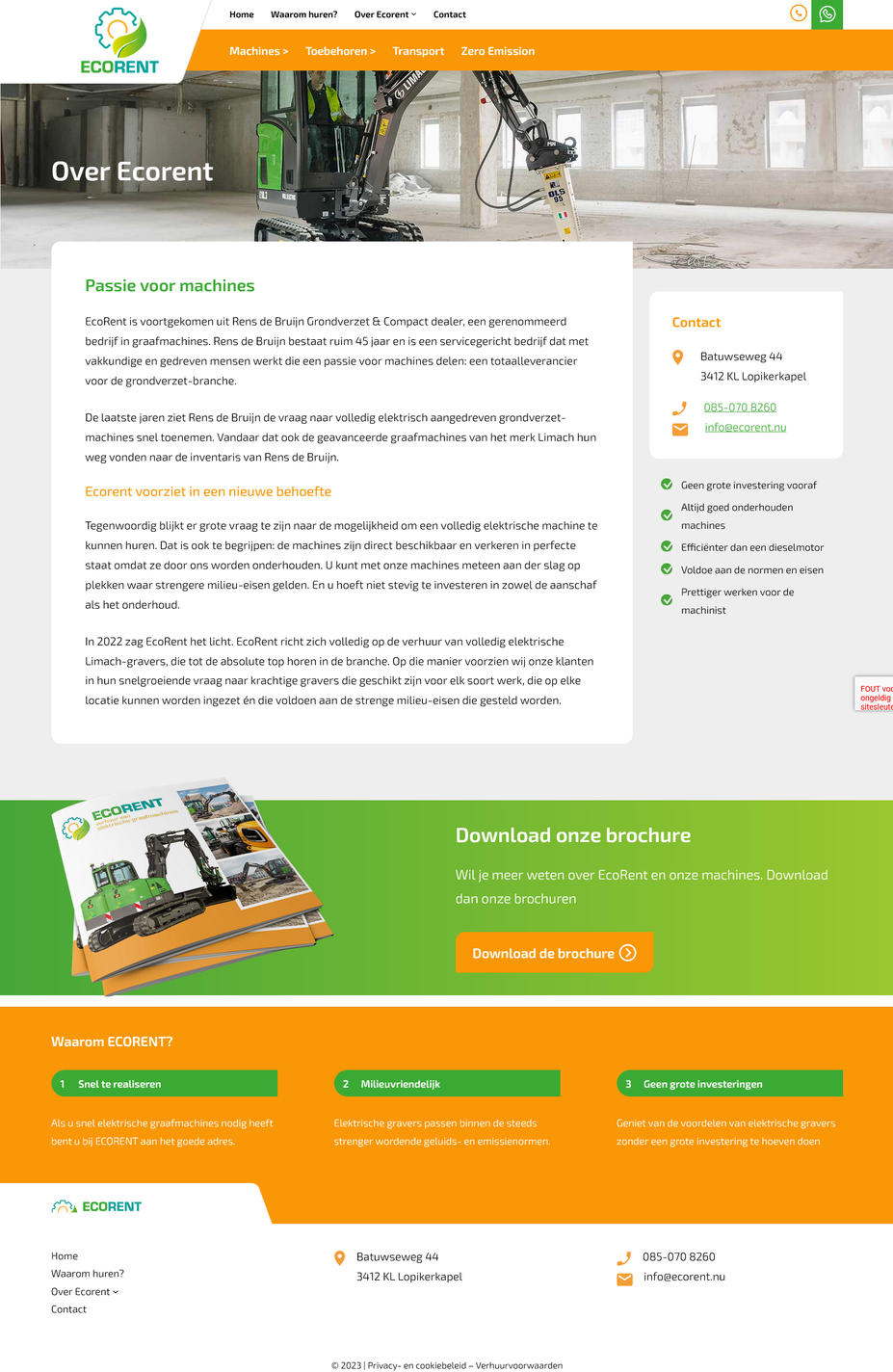 EcoRent website - over ons pagina