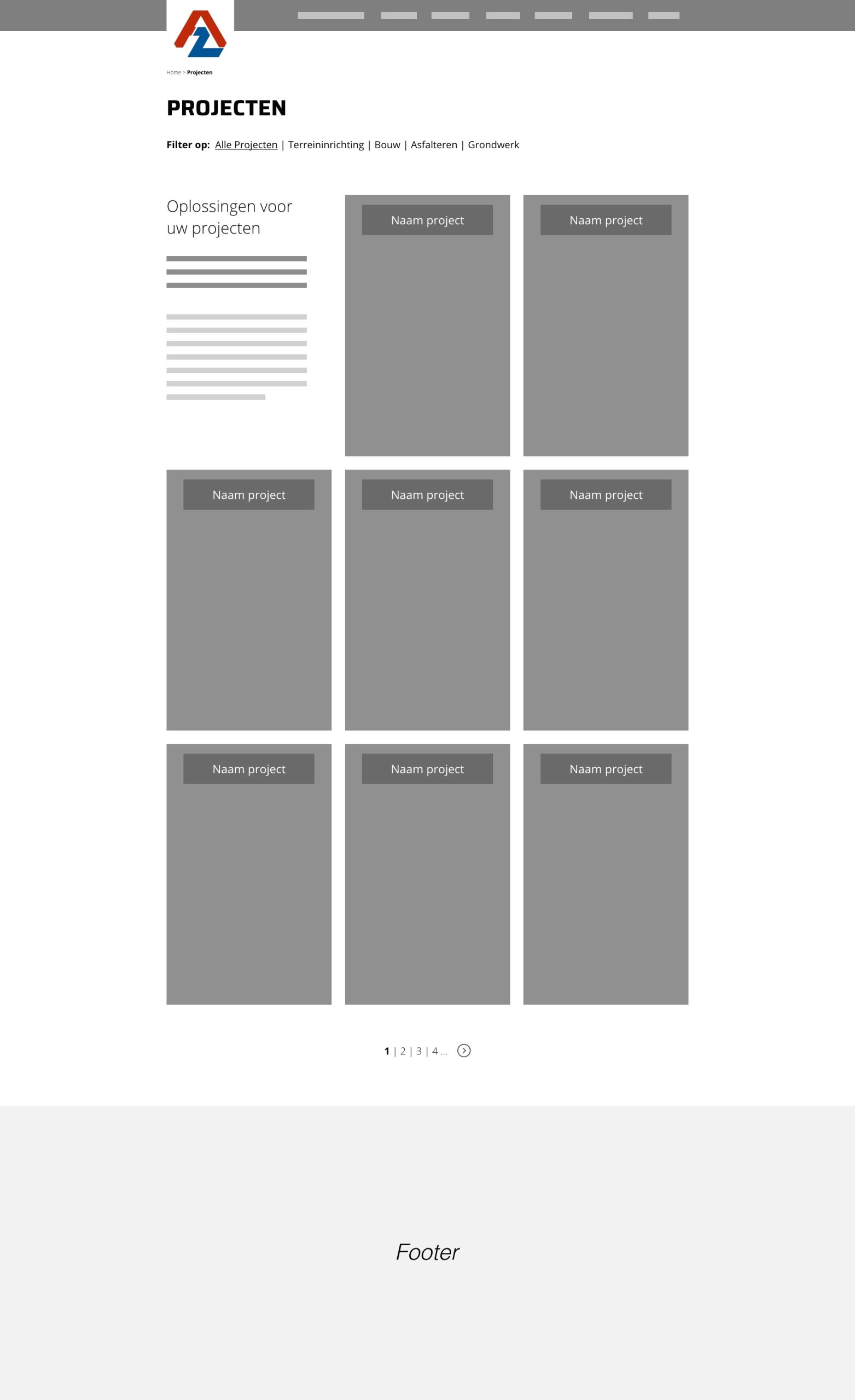 ZWG Wireframe Projecten overzicht