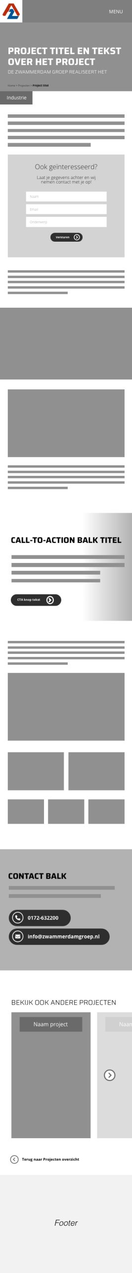 ZWG Wireframe Projecten detailpagina mobiel