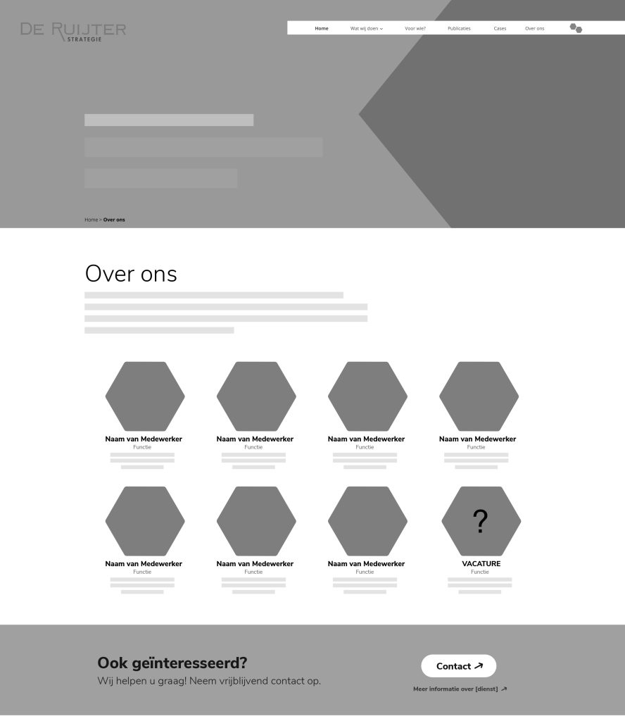 De Ruijter Strategie website wireframe