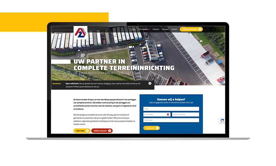 Website mockup Zwammerdam Groep