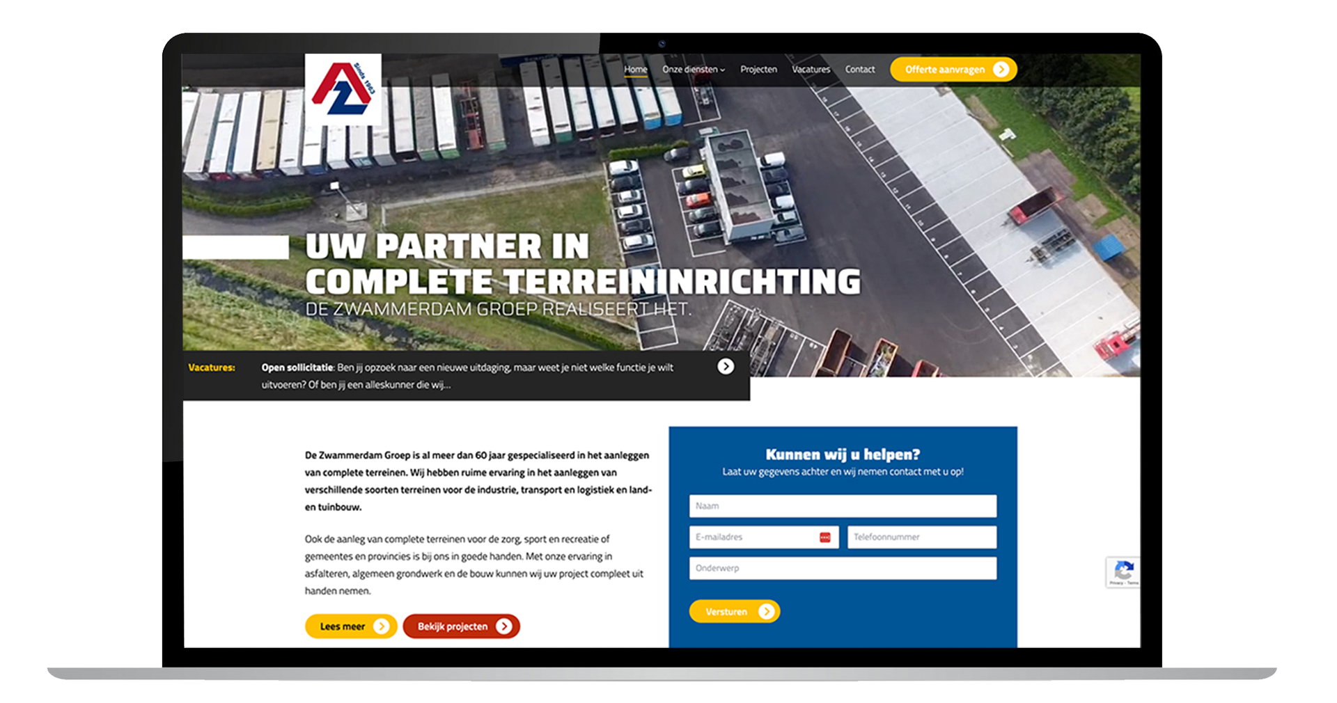 Website mockup Zwammerdam Groep