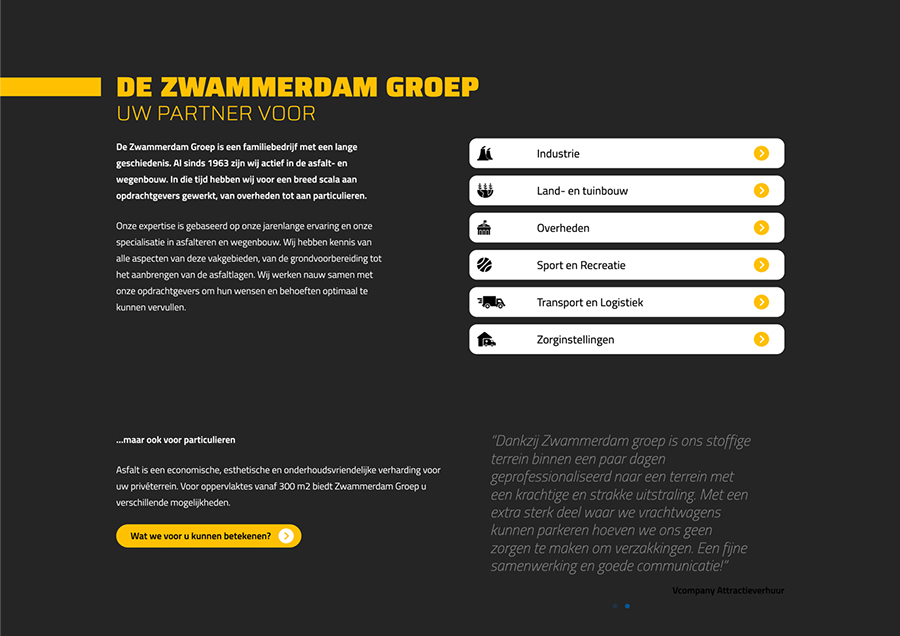 Zwammerdamgroep design website final markten