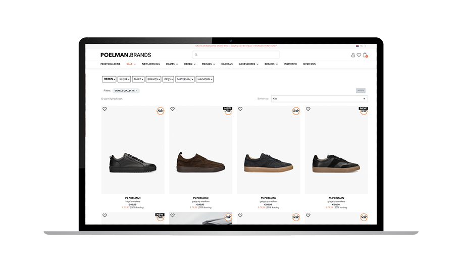 Website mockup Poelman schoenen