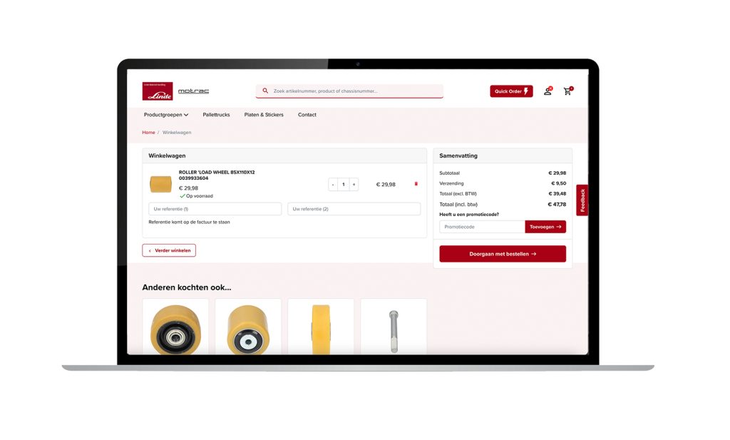 Motrac Part webshop winkelwagen